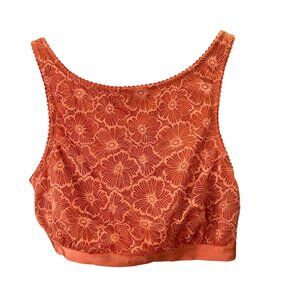 Colsie Bralette XL Coral Lace Lined Adjustable Straps Pullover Scoop Neck